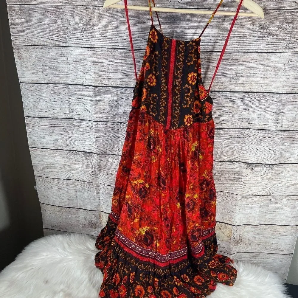 Intimately Free People Casablanca Red Print Halter Dress Sz XS‎ - Picture 2 of 11